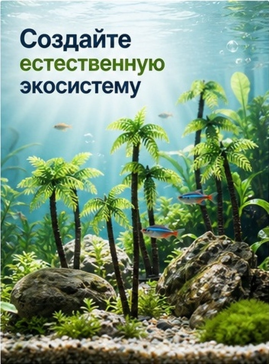 Aquarium Fish Hiding Spot - 10Pcs Realistic Coconut Tree Aquarium Decor