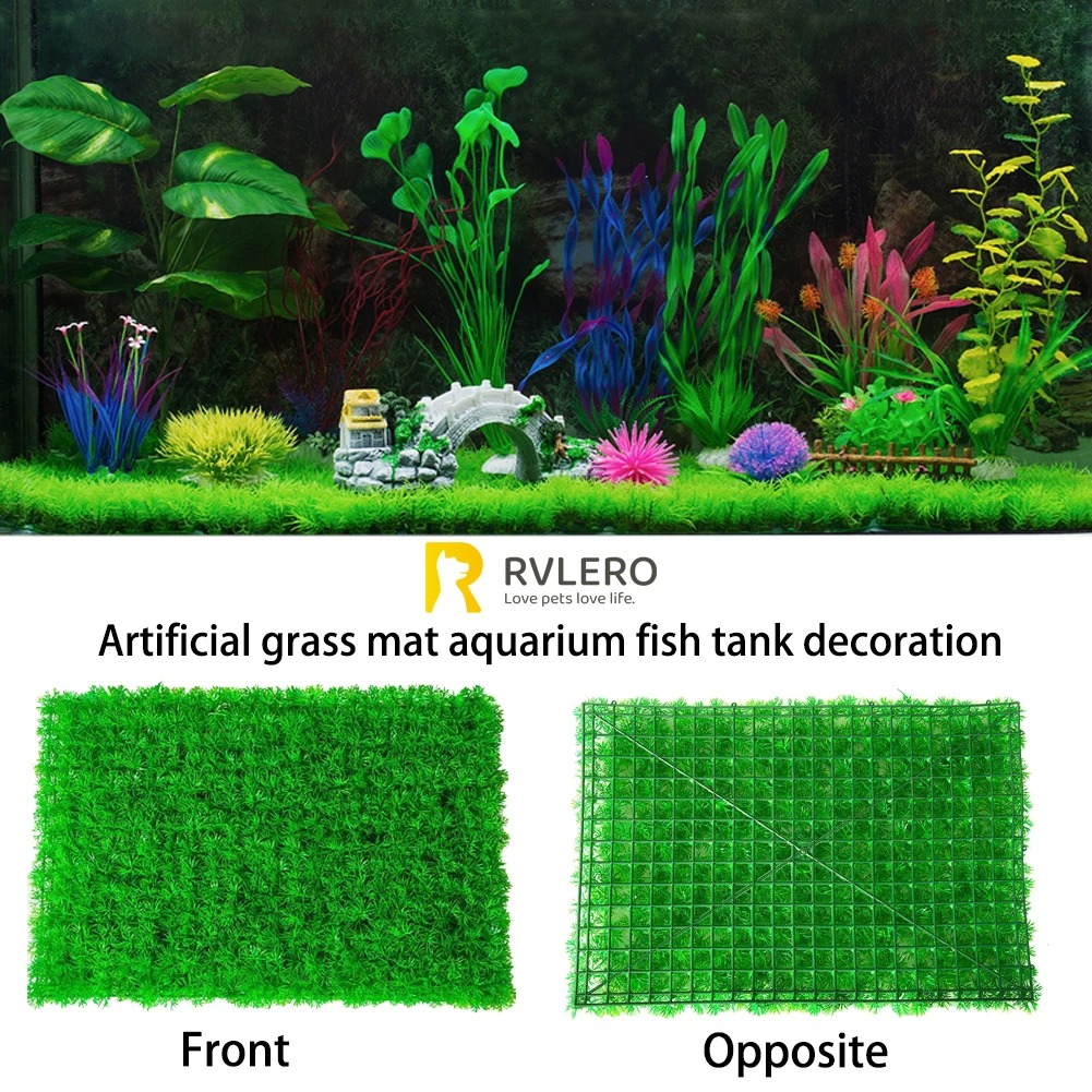 Aquarium Fish Cave - Artificial Grass Lawn Aquarium Fish Tank