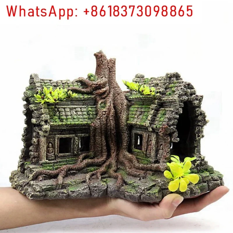 Resin Tree House Wooden Aquari - Aquarium Fish Accessories review and price