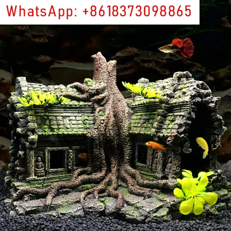 Resin Tree House Wooden Aquari - Aquarium Fish Accessories review and price