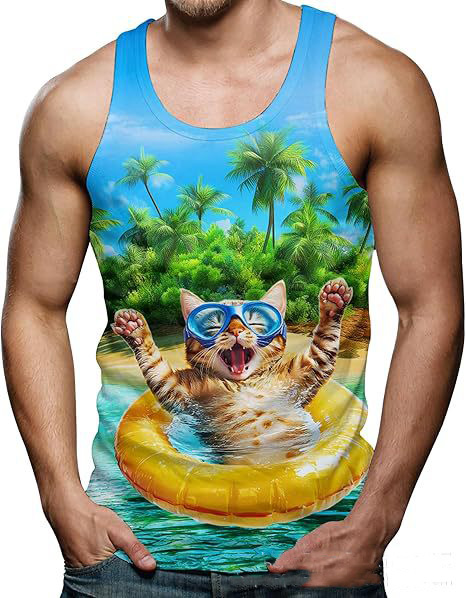 Funny Shark Cat 3D Print Tank  - Aquarium Fish Shark review and price